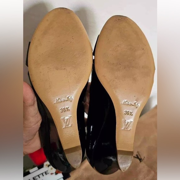 Louis Vuitton Black Patent Leather Wedge Pumps EU 36.5 US 6.5 - Picture 3 of 4